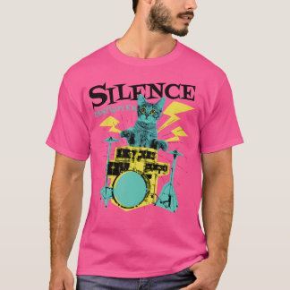 Silence Destroyer Funny Cat Playing Trommler T-Shirt