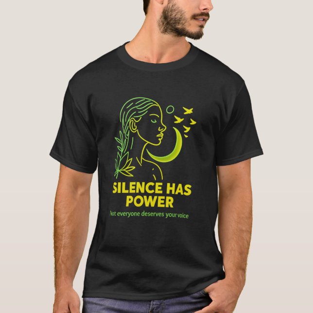 SILENCE HAS POWER  - neon minimalist Basic T-Shirt (Vorderseite)