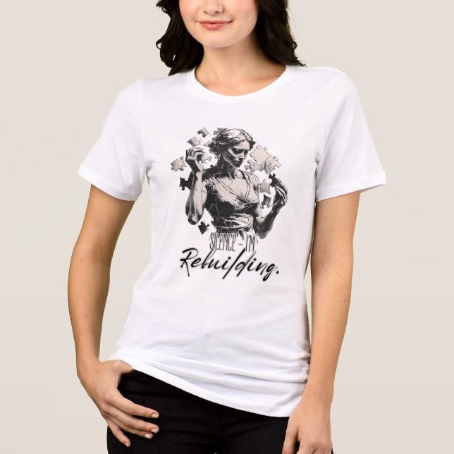 Silence I’m Rebuilding Puzzle Woman Tri-Blend Shirt (Vorderseite)