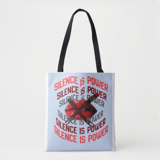 Silence Is Power Bold Typography Art Tasche (Vorderseite)