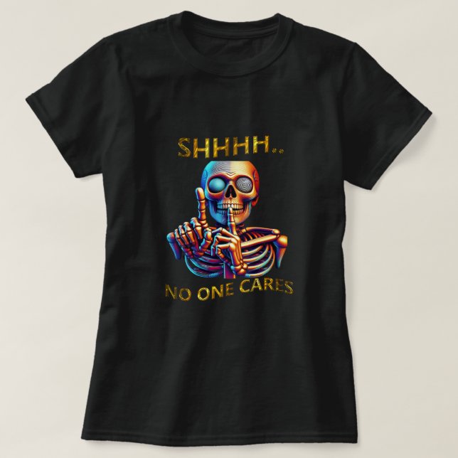 Silence Speaks Volumes Bunte Skelettbilder T-Shirt (Design vorne)