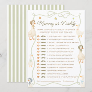 Silencieux Baby shower d'oie maman ou papa carte d