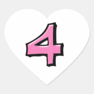 Silencieux Numéro 4 rose blanc Coeur Sticker