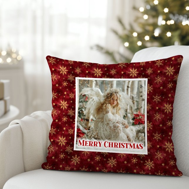 Silent Angel Red Gold Christmas Gift Pillow Kissen (Silent Angel Red Gold Christmas Gift Pillow)