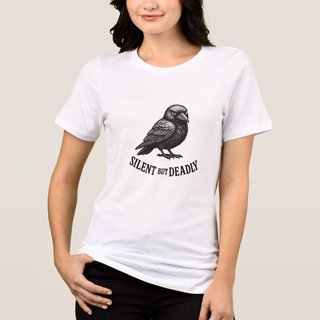 Silent But Deadly Raven Funny Dark Humor Design Tri-Blend Shirt (Vorderseite)