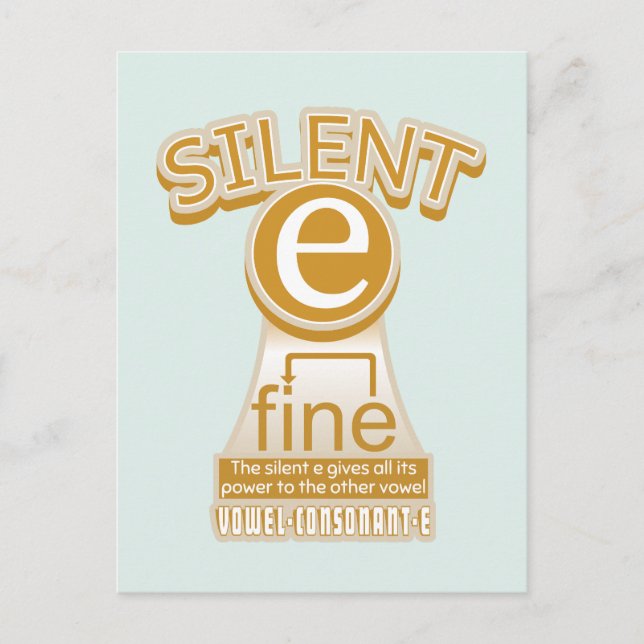 Silent E English Language Phonics Rule Postkarte (Vorderseite)
