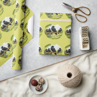 Silent Gathering – Crows on a Park Branch Geschenkpapier