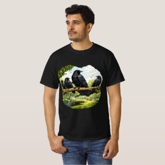 Silent Gathering – Crows on a Park Branch T-Shirt