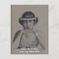 Silent Movie Star Orig Art Postkarte