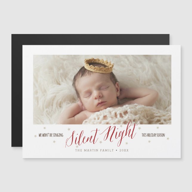 Silent Night Baby's erste Weihnachts-Magnetkarte Magnetkarte (Vorne/Hinten)