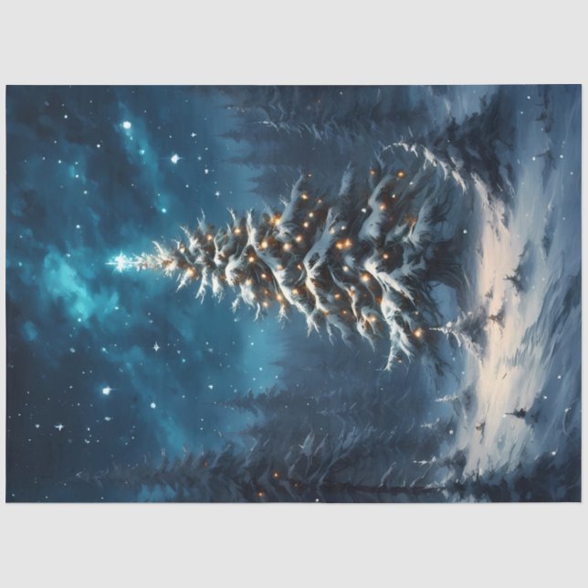 Silent Night Christmas Tree Under the Stars  Seidenpapier (Vorderseite)