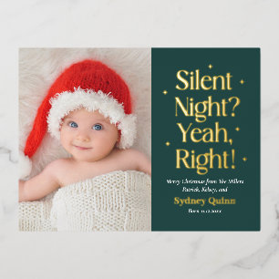 Silent Night Foil Nouvelle carte postale de Noël p