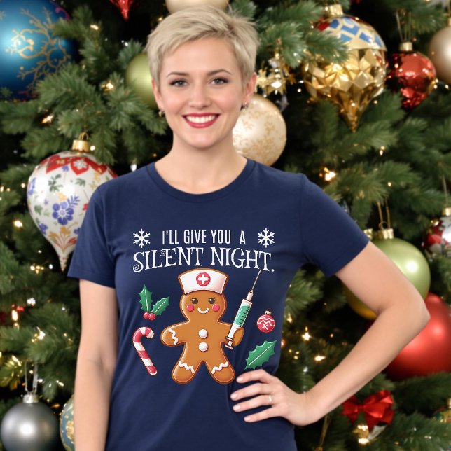 Silent Night Funny Christmas CRNA Gingerbrett T-Shirt (Silent Night Funny Christmas CRNA Gingerbread T-Shirt.)