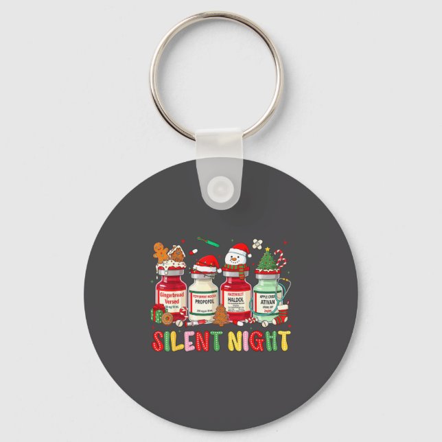 Silent Night Funny Nurse Christmas Design  Schlüsselanhänger (Vorderseite)