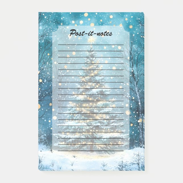 Silent Night Glow Bright Christmas Forest Tree Post-it Klebezettel (Vorderseite)