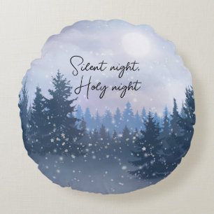 Silent Night Heilige Nacht Magic Winter Illustrati Rundes Kissen