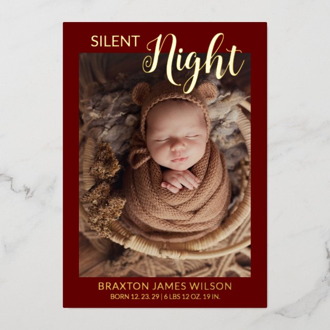 Silent Night Holiday Foto Ankündigung (Vorderseite)