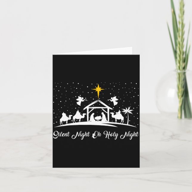 Silent Night Holy Night Nativity Scene Christian C Karte (Vorderseite)