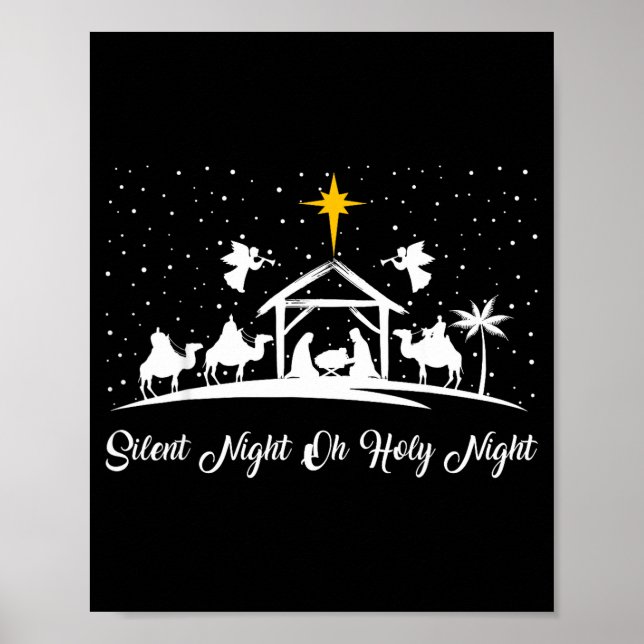 Silent Night Holy Night Nativity Scene Christian C Poster (Vorne)