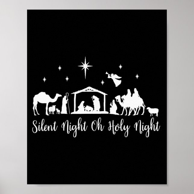 Silent Night Holy Night Nativity Scene Religious C Poster (Vorne)