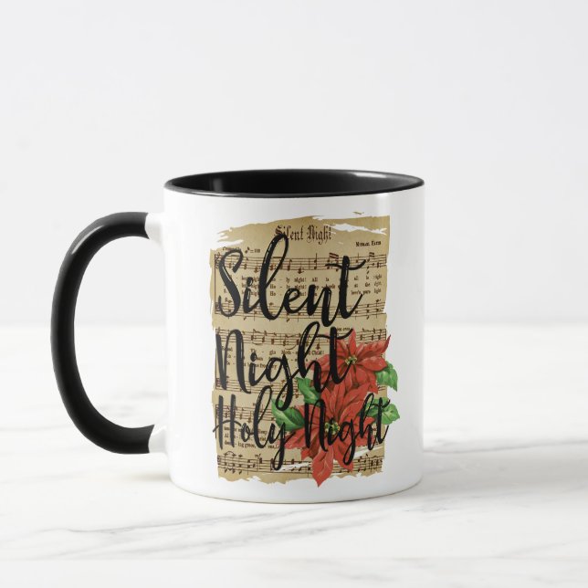 Silent Night Holy Night Sheet Music Image Tasse (Links)