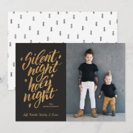 Silent Night Imitats Gold Fox Foto Schwarz Feiertagskarte