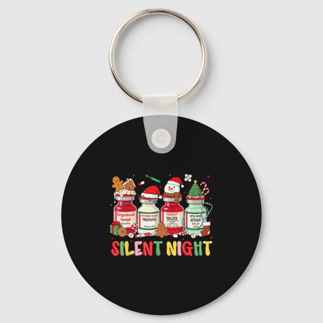 Silent Night Medical Christmas Humor For Nurses Ic Schlüsselanhänger (Vorderseite)