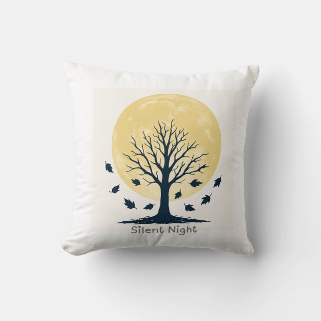 Silent Night Moon Tree Pillow Kissen (Vorderseite)