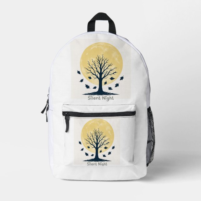 Silent Night Moonlight Tree Backpack Bedruckter Rucksack (Vorderseite)