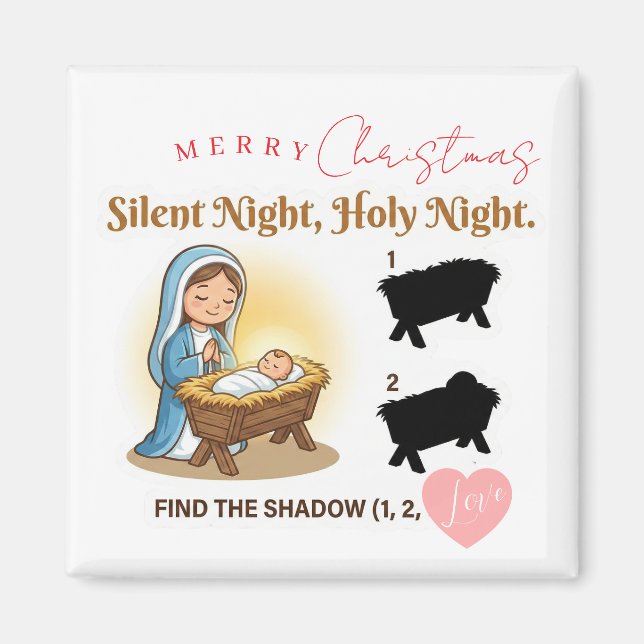 Silent Night Nativity Scene Find The Shadow Game Magnet (Vorne)