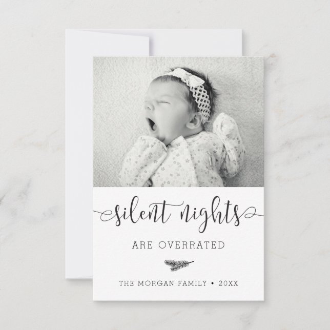 Silent Night New Baby Christmas Foto Cards Dankeskarte (Vorderseite)