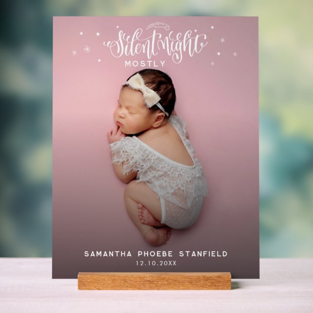 Silent Night Niedlich Christmas Baby Birth Foto Acrylschild (Neutral)