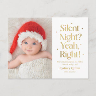 Silent Night Nouveau bébé Funny Christmas Carte po