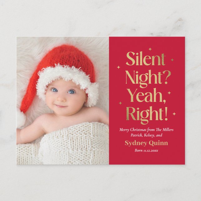 Silent Night Nouveau bébé Funny Christmas Carte po (Devant)