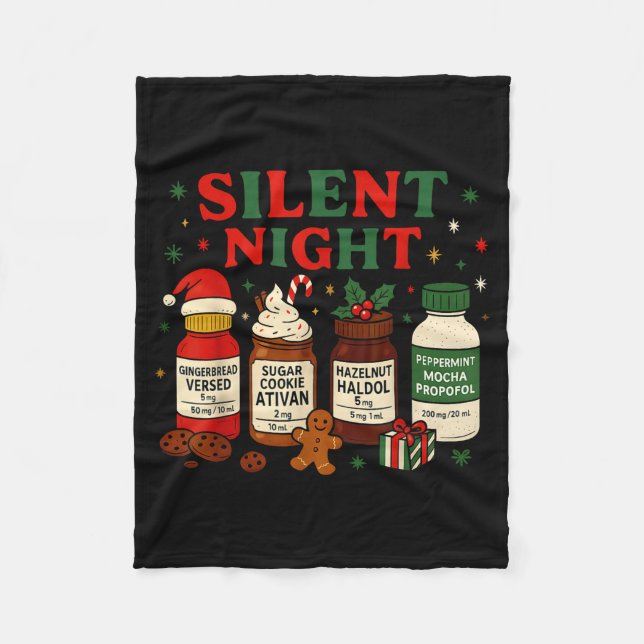 Silent Night Profol Icu Nurse Funny Christmas Medi Fleecedecke (Vorderseite)