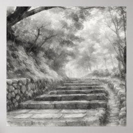 Silent Passage — 道 (The Path) Japanese Sumi-e Ink Poster