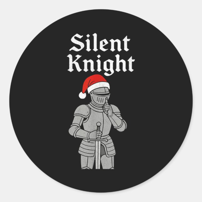 Silent Santa Knight Christmas Holiday Xmas Theme M Runder Aufkleber (Vorderseite)