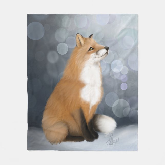 Silent Snowfall Fox Fleecedecke (Vorderseite)