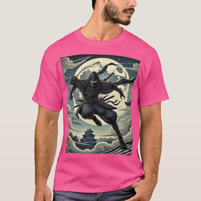 Silent Warrior: Ninja Under the Moon T-Shirt (Vorderseite)