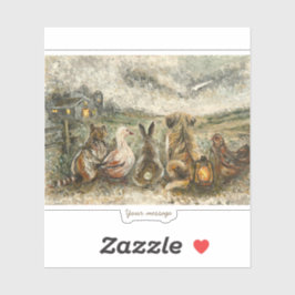 Silent Watching Whimsical Farmhouse Animals  Aufkleber