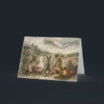 Silent Watching Whimsical Farmhouse Animals  Karte<br><div class="desc">This greeting card features unlikely animal friends gathered around a cozy campfire on a peaceful farm. The warm,  rustic scene is perfect for birthday cards,  thank you notes,  or thinking of you messages. A sweet card for animal lovers.</div>