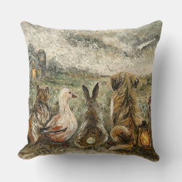 Silent Watching Whimsical Farmhouse Animals  Kissen