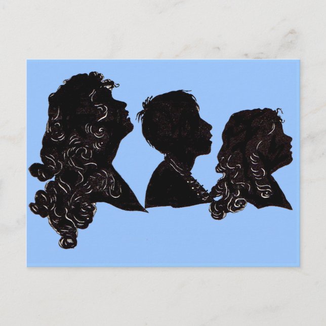 Silhouette 1906 Mutter, Sohn und Tochter Postkarte (Vorderseite)
