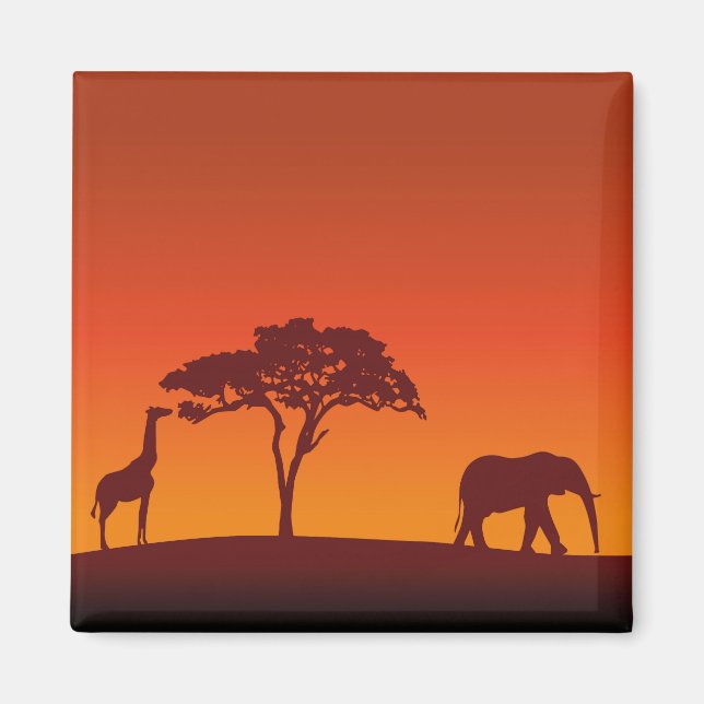Silhouette africaine Safari - Magnet (Devant)