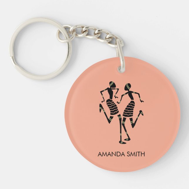 Silhouette Afrikanische Kunst, Phantastischer Karn Schlüsselanhänger (Vorderseite)