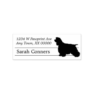 Silhouette American Cocker Spanische Rücksendeadr Gummistempel