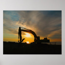 Silhouette an den Wellenbrechern Poster