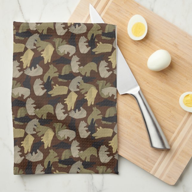 Silhouette Animal Camouflage Brown Küchentuch (Viertel Falte)