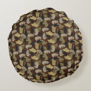 Silhouette Animal Camouflage Brown Rundes Kissen