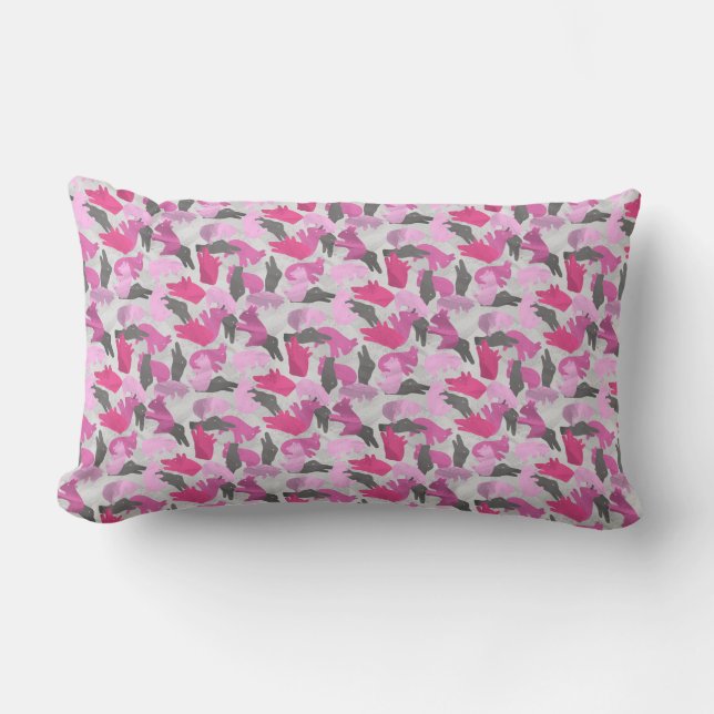 Silhouette Animal Camouflage Pink Lendenkissen (Vorderseite)